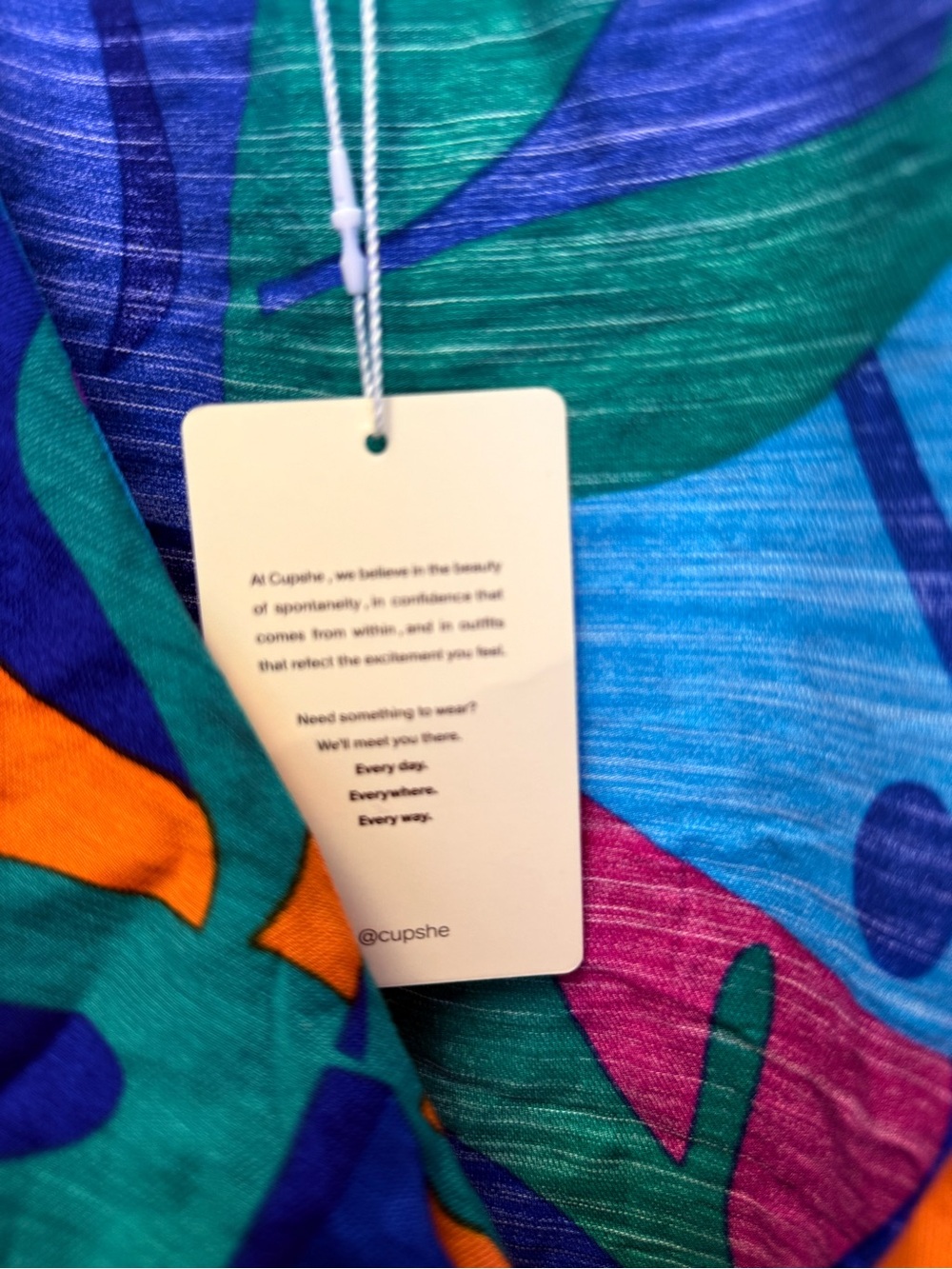 Cupshe Blue Green Orange Tropical Print Maxi Dress Cover Up - Picture 6 of 8